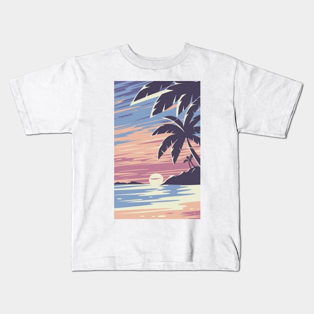 Sunset at the beach Kids T-Shirt by Gate4Media